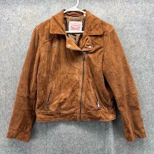 Levi's Jacket Womens Large Brown Asymmetrical Motorcycle Goat Suede Leather Moto